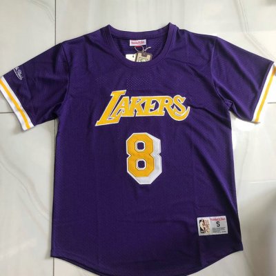 NBA 8 Kobe Bryant Lakers authentic sleeve Maillot Violet